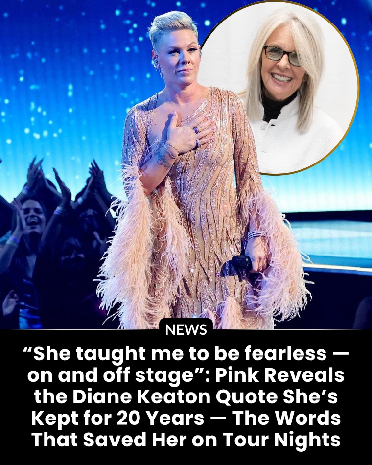 Pink pays tribute to Diane Keaton during a concert